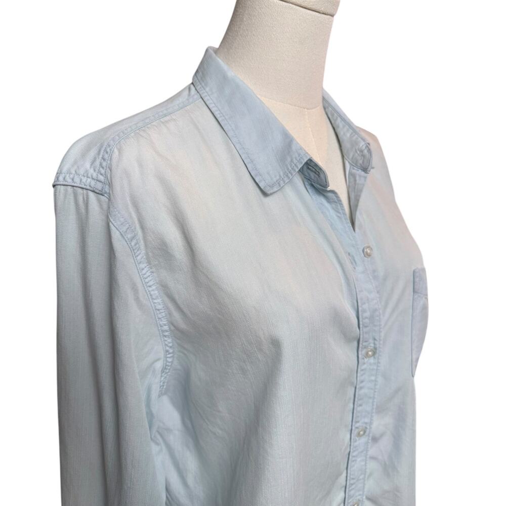 Rails Ingrid Raw Light Vintage Shirt Size Large Tencel Denim Long Sleeves - Picture 11 of 12